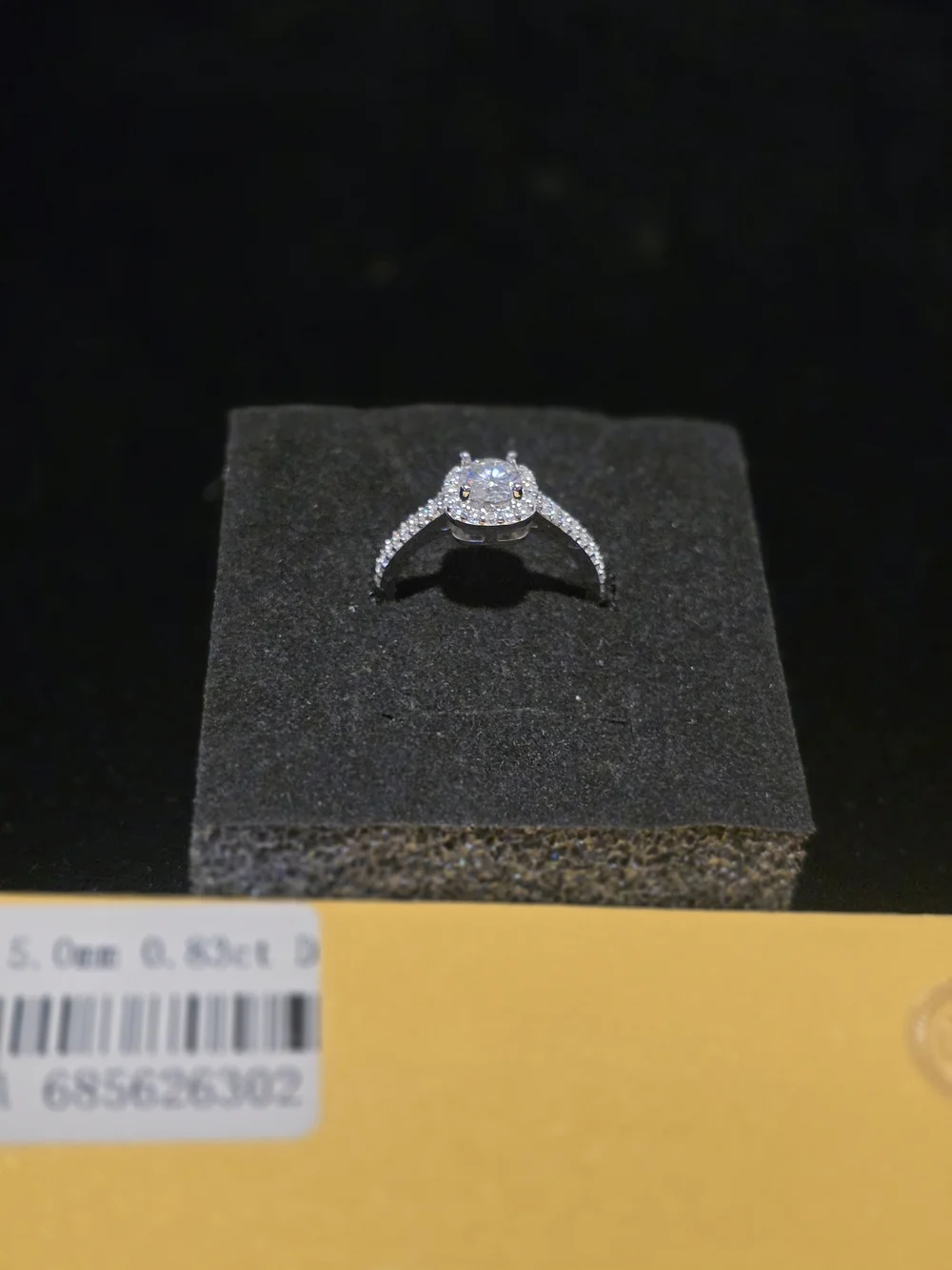 Sterling Silver & Moissanite Pave Engagement Ring Sz5